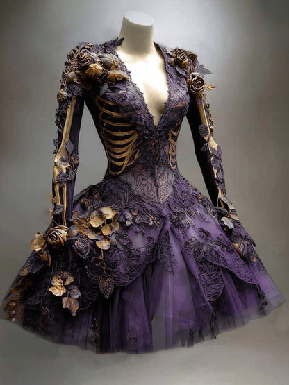 Women's Long Sleeve V-Neck Mini Dress | Halloween - Image 6