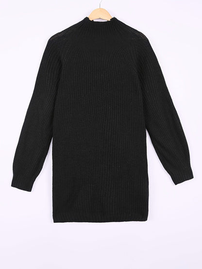 Women Ribbed Turtleneck Sweater Dress - Image 4