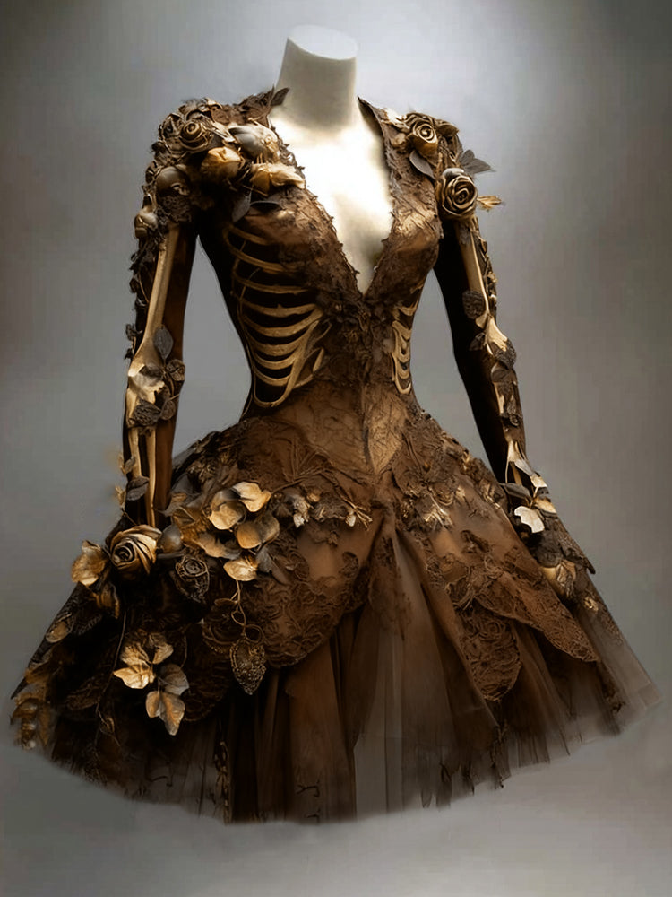 Women's Long Sleeve V-Neck Mini Dress | Halloween - Image 5