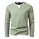 Leonardo - Mens Casual V Neck Long Sleeve Top