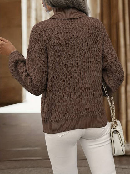 Mirelise – Women’s Textured Knit Turtleneck Jumper