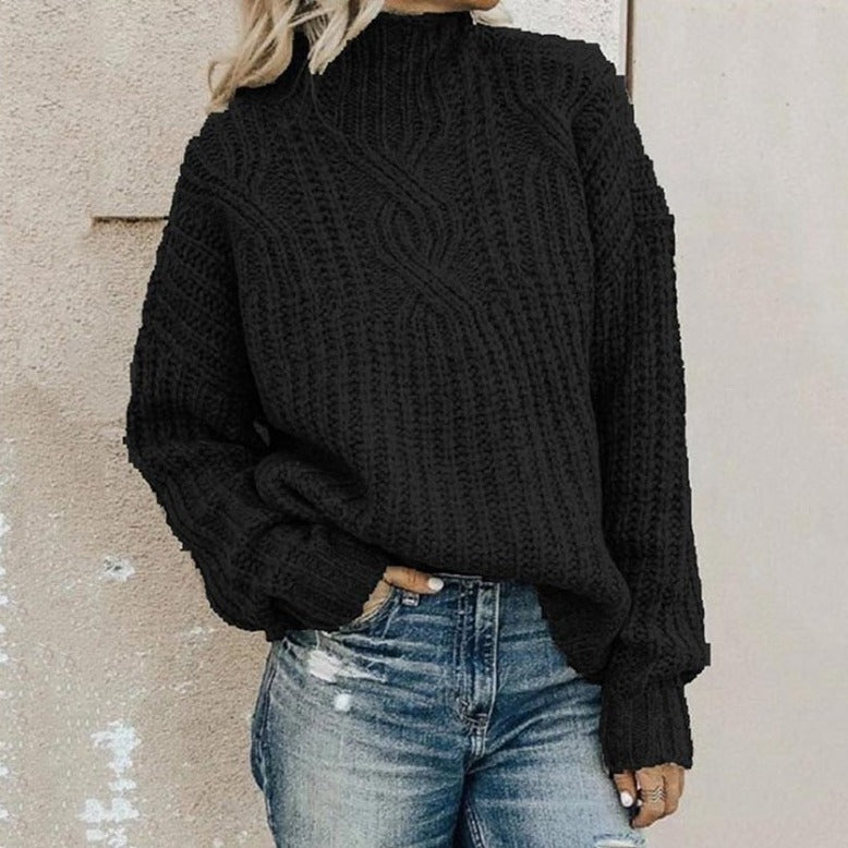 Virelle – Damski miękki sweter dziany z wysokim kołnierzem