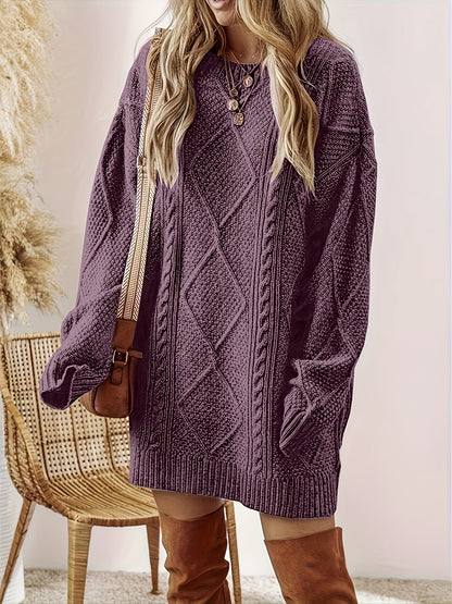 Womens Cable Knit Sweater Dress - Image 2