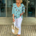 Women's Floral V-Neck Blouse Three-Quarter Sleeve Plus Size - Image 7