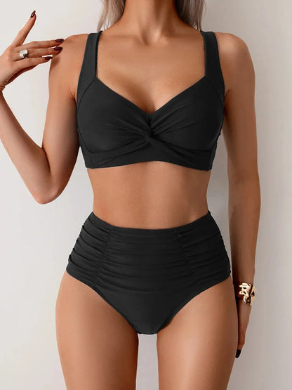 Women High Waisted Bikini Set Tummy Control Two Piece Swimsuit