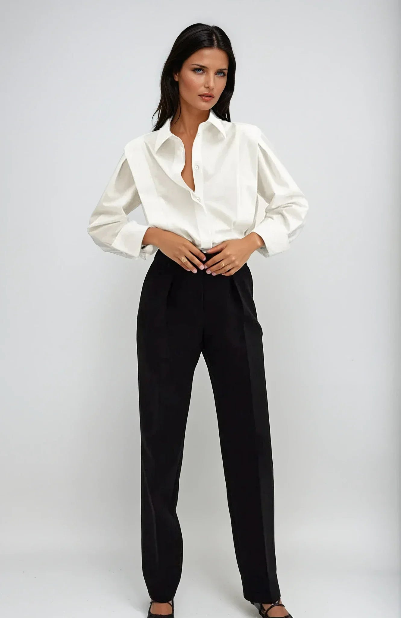 Carrelisse – Camisa de Botones Cuadrados para Mujer