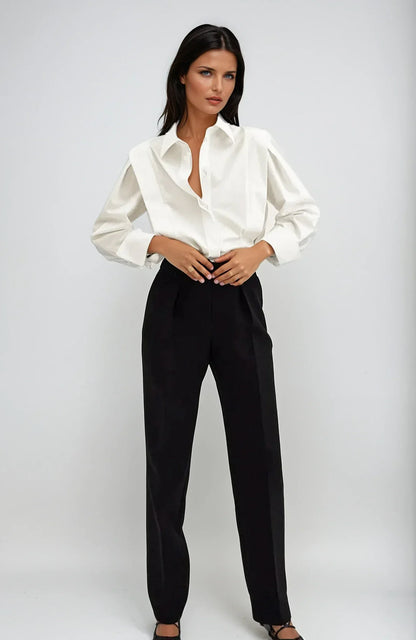 Carrelisse – Camisa de Botones Cuadrados para Mujer