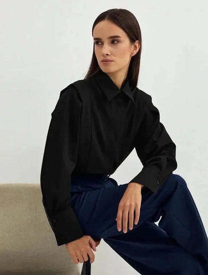 Carrelisse – Camisa de Botones Cuadrados para Mujer