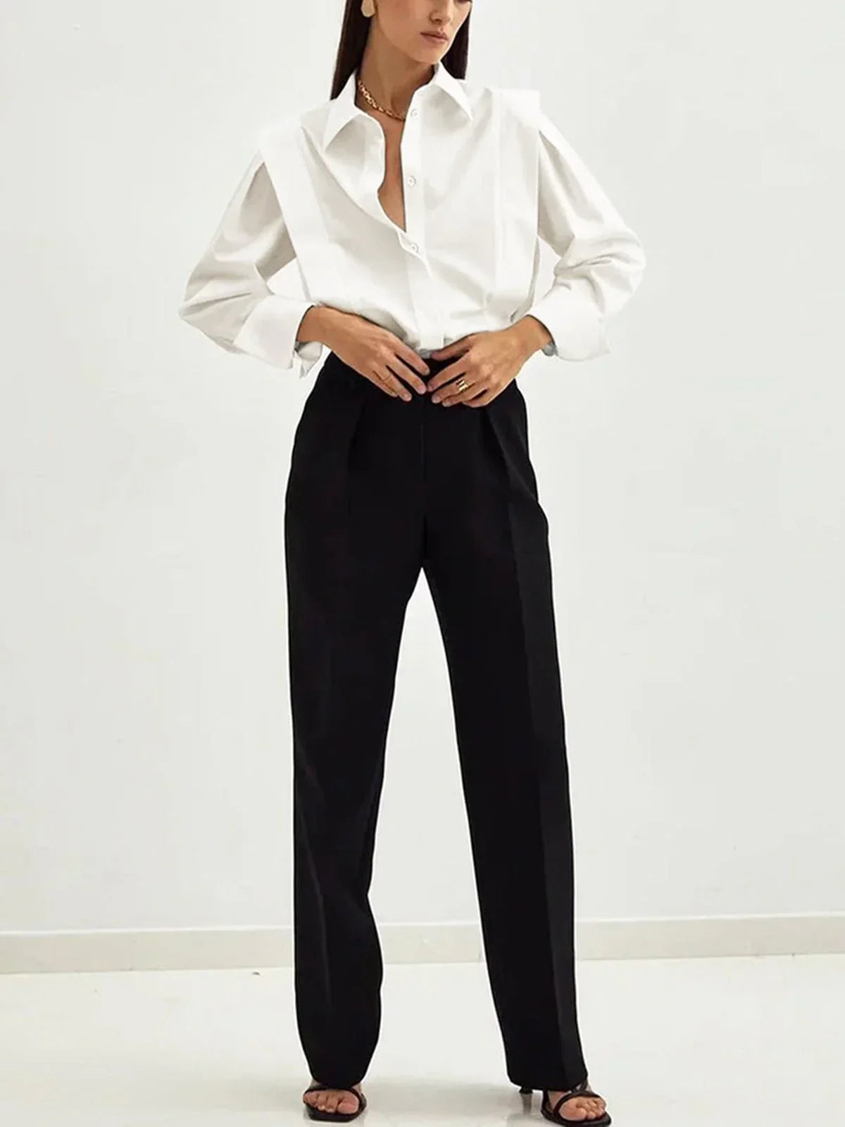 Carrelisse – Camisa de Botones Cuadrados para Mujer