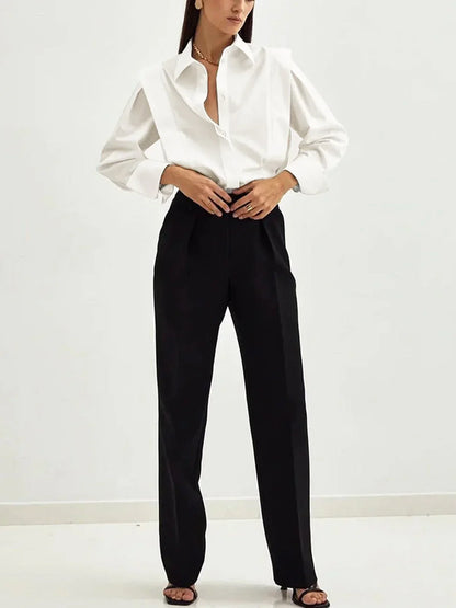 Carrelisse – Camisa de Botones Cuadrados para Mujer