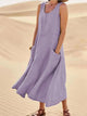 Ellarah – Rochie maxi casual fără mâneci cu buzunar