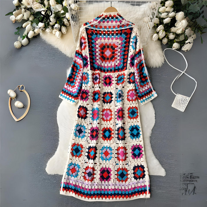Pénélope – Cardigan long tricoté coloré pour femmes
