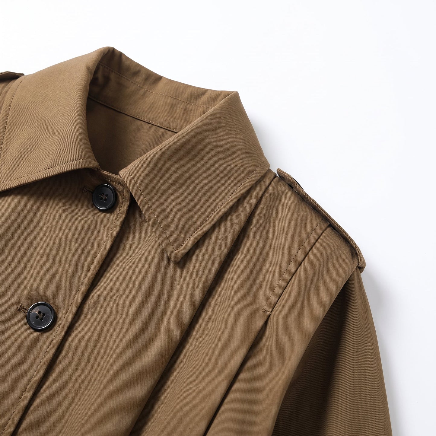 Women Cropped Trench Coat Dropped Shoulder - Image 3