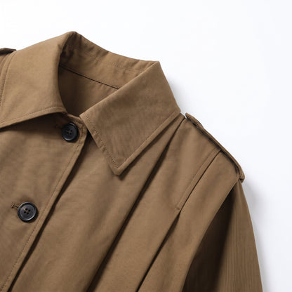 Women Cropped Trench Coat Dropped Shoulder - Image 3