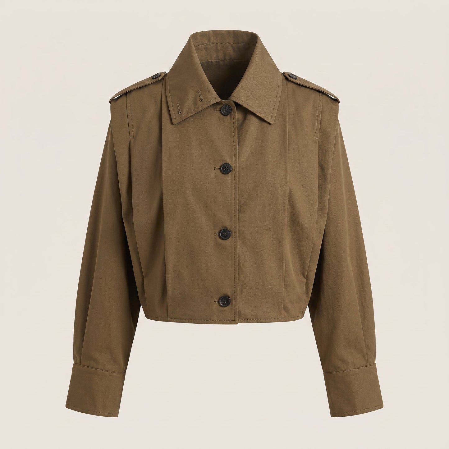 Women Cropped Trench Coat Dropped Shoulder