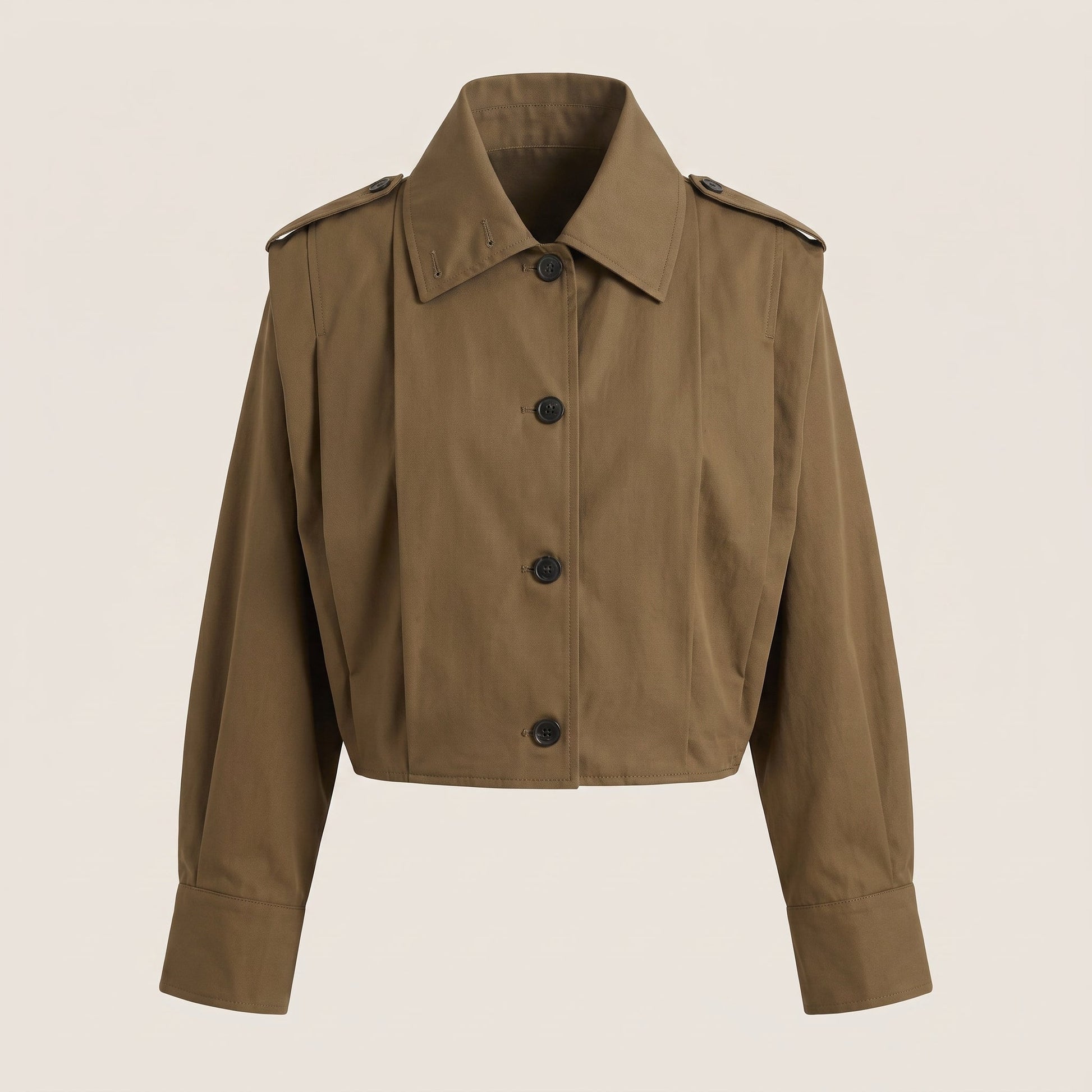 Women Cropped Trench Coat Dropped Shoulder