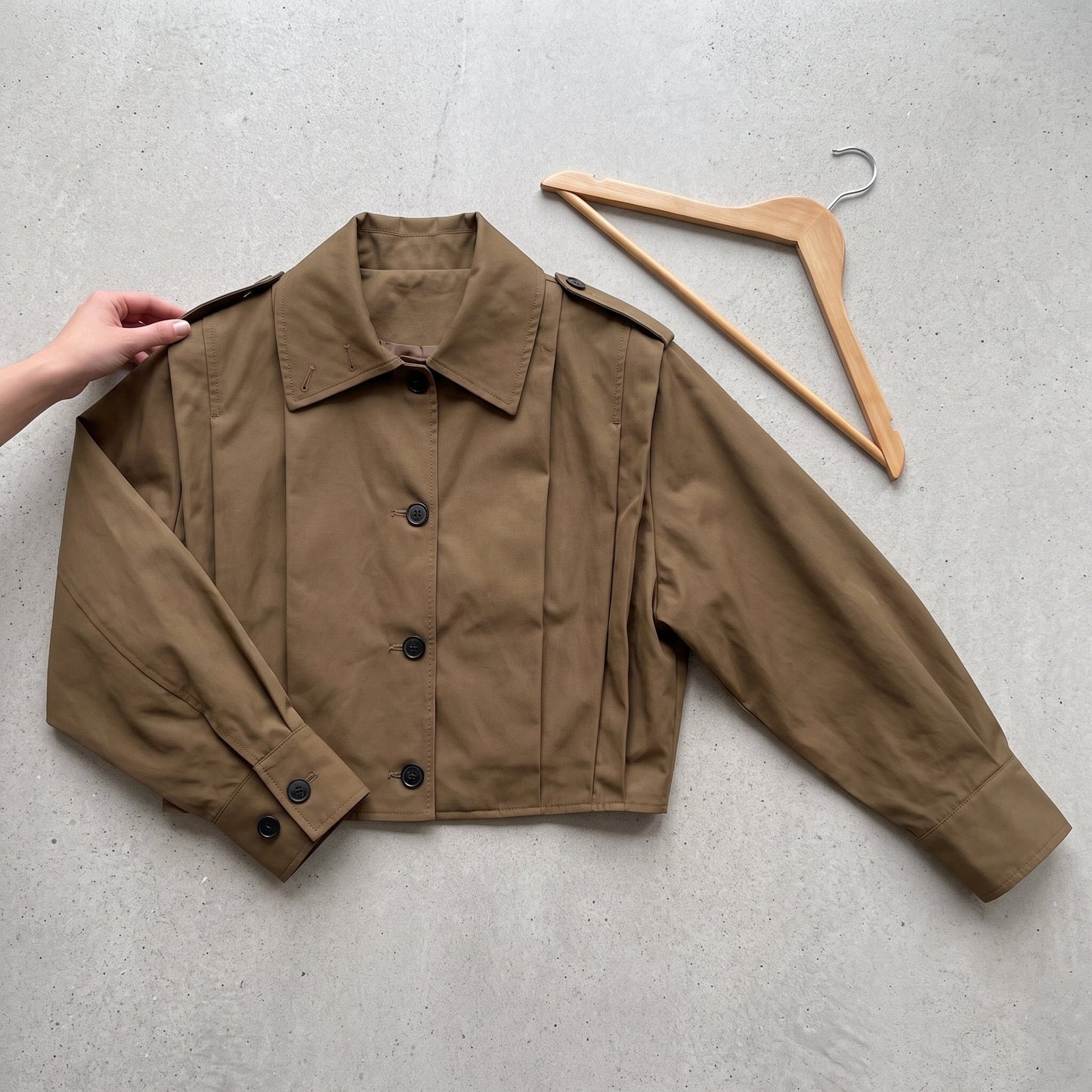 Women Cropped Trench Coat Dropped Shoulder - Image 4