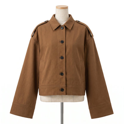 Women Cropped Trench Coat Dropped Shoulder - Image 6