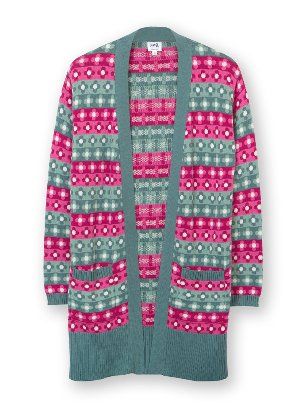 Florenysa – Cardigan lung cu model pentru femei, cu buzunare