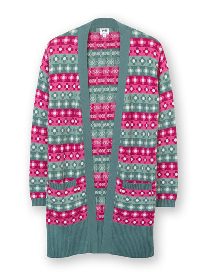 Florenysa – Cardigan lung cu model pentru femei, cu buzunare