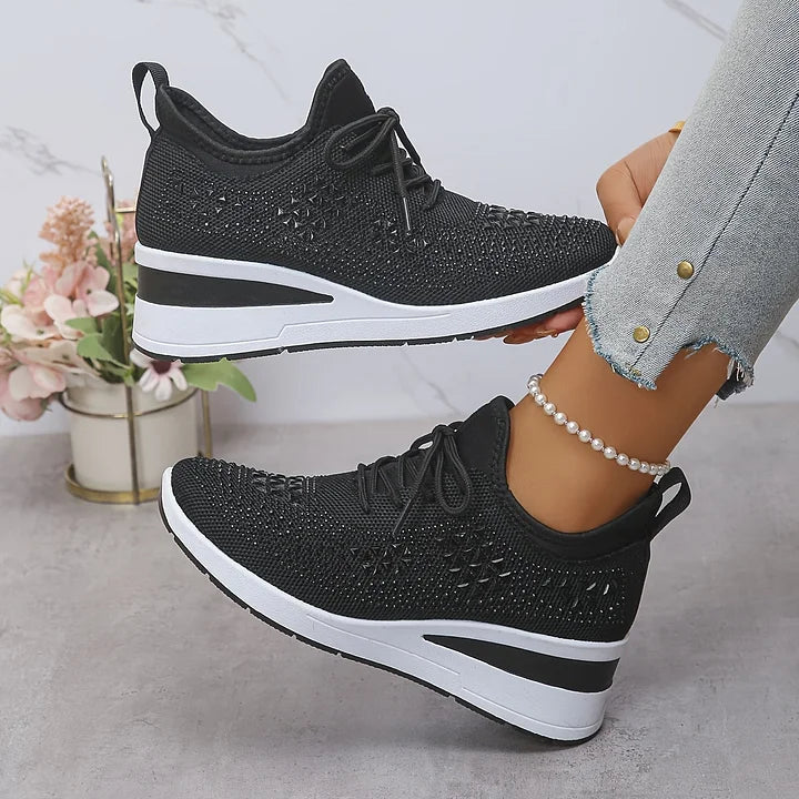 Women Orthopedic Rhinestone Sneakers Arch Support Walking Shoes - Image 11