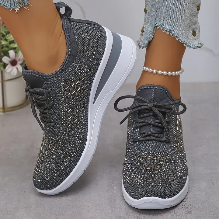Women Orthopedic Rhinestone Sneakers Arch Support Walking Shoes