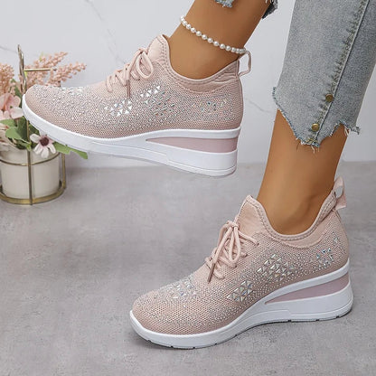 Women Orthopedic Rhinestone Sneakers Arch Support Walking Shoes - Image 3