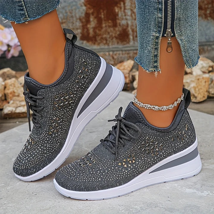 Women Orthopedic Rhinestone Sneakers Arch Support Walking Shoes - Image 22