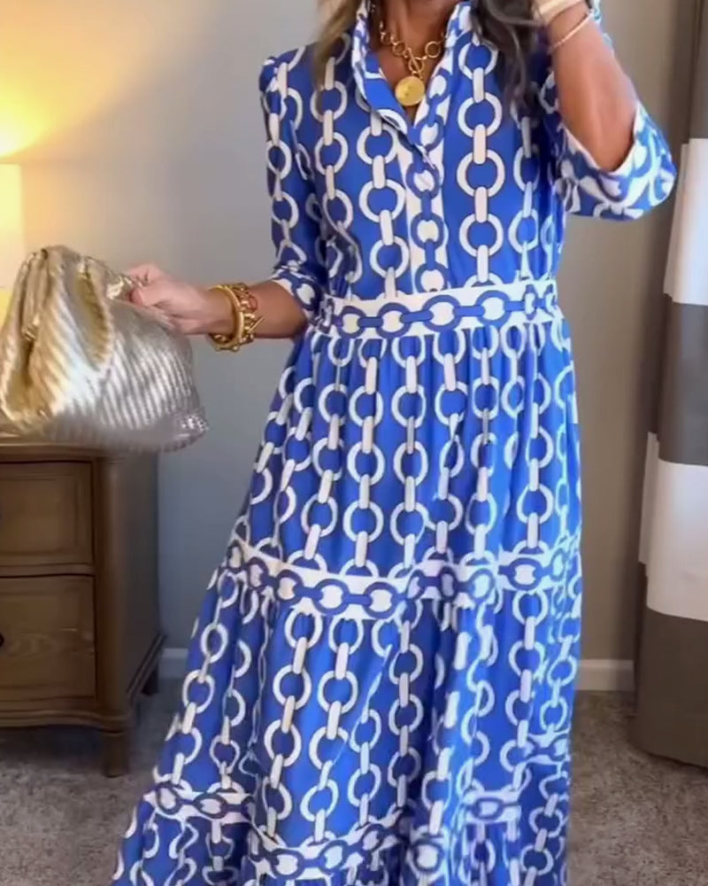 Women Boho Maxi Shirt Dress Printed Summer Casual - Image 4