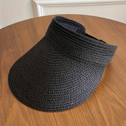 Women's Wide Brim Foldable Straw Sun Visor UV Protection - Image 8