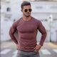Elandro – T-shirt à manches longues pour homme avec coupe ajustée décontractée