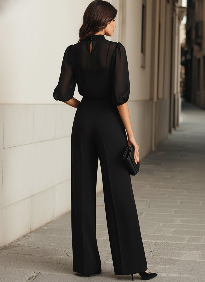 Women Wide Leg Formal Jumpsuit Dressy - Image 4