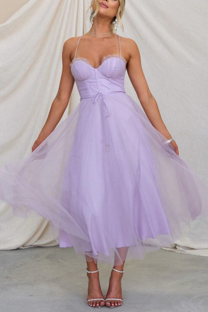 Women Elegant Flowing Midi Wedding Guest Dress - Image 4
