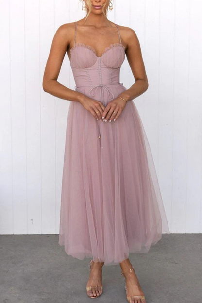 Women Elegant Flowing Midi Wedding Guest Dress - Image 3