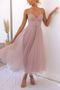 Women Elegant Flowing Midi Wedding Guest Dress