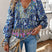 Mariselle - Womens Floral V Neck Shirt
