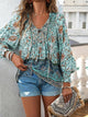 Mariselle - Womens Floral V Neck Shirt