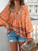 Mariselle - Womens Floral V Neck Shirt