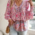 Mariselle - Womens Floral V Neck Shirt