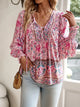 Mariselle - Womens Floral V Neck Shirt