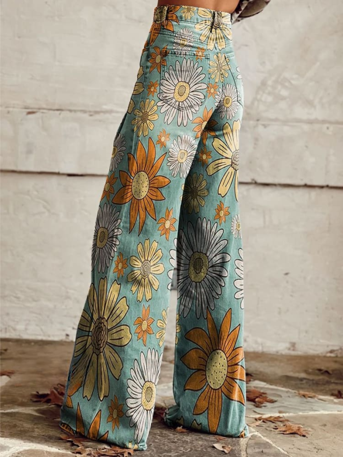 Florielle - Pantalones de Pierna Ancha con Estampado Floral