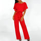 Avelline - Womens Ruched Sleeve Jumpsuit With Tie Belt
