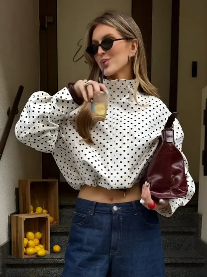 Melissa - Giacca corta a pois con collo alla coreana