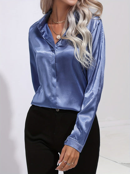 Larisa - Womens Long Sleeve Shirt With Kent Collar