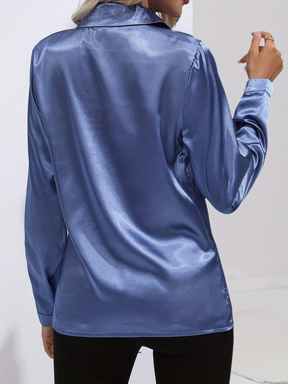 Larisa - Womens Long Sleeve Shirt With Kent Collar