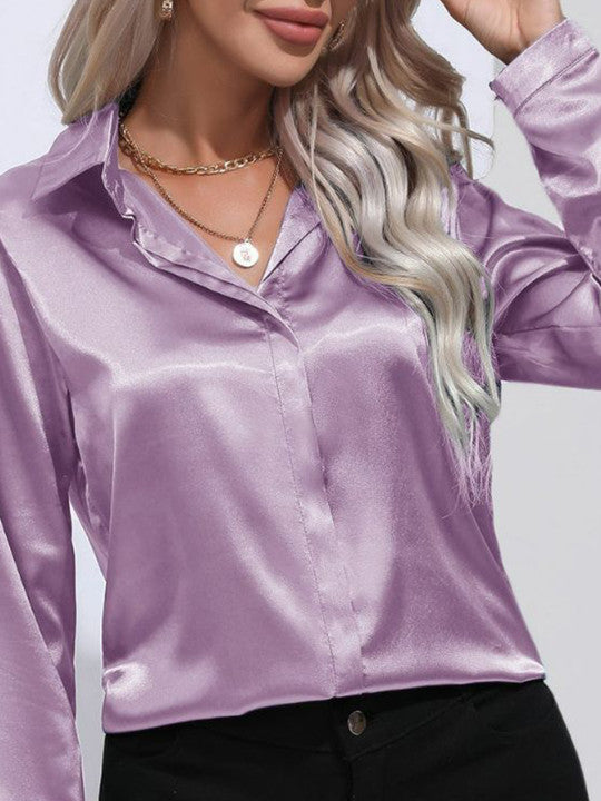 Larisa - Womens Long Sleeve Shirt With Kent Collar