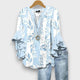 Women's Floral Print V-Neck Ruffle Sleeve Blouse Oversized - Image 2