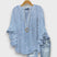 Women's Floral Print V-Neck Ruffle Sleeve Blouse Oversized - Image 3
