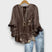 Women's Floral Print V-Neck Ruffle Sleeve Blouse Oversized - Image 5
