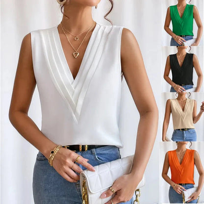 Milena - Sleeveless V Neck Blouse